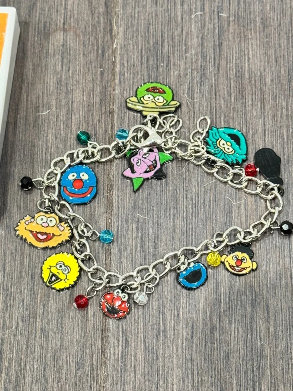 NWT CUSTOM MADE Sesame Street Silver Character Charm Bracelet Girls Elmo